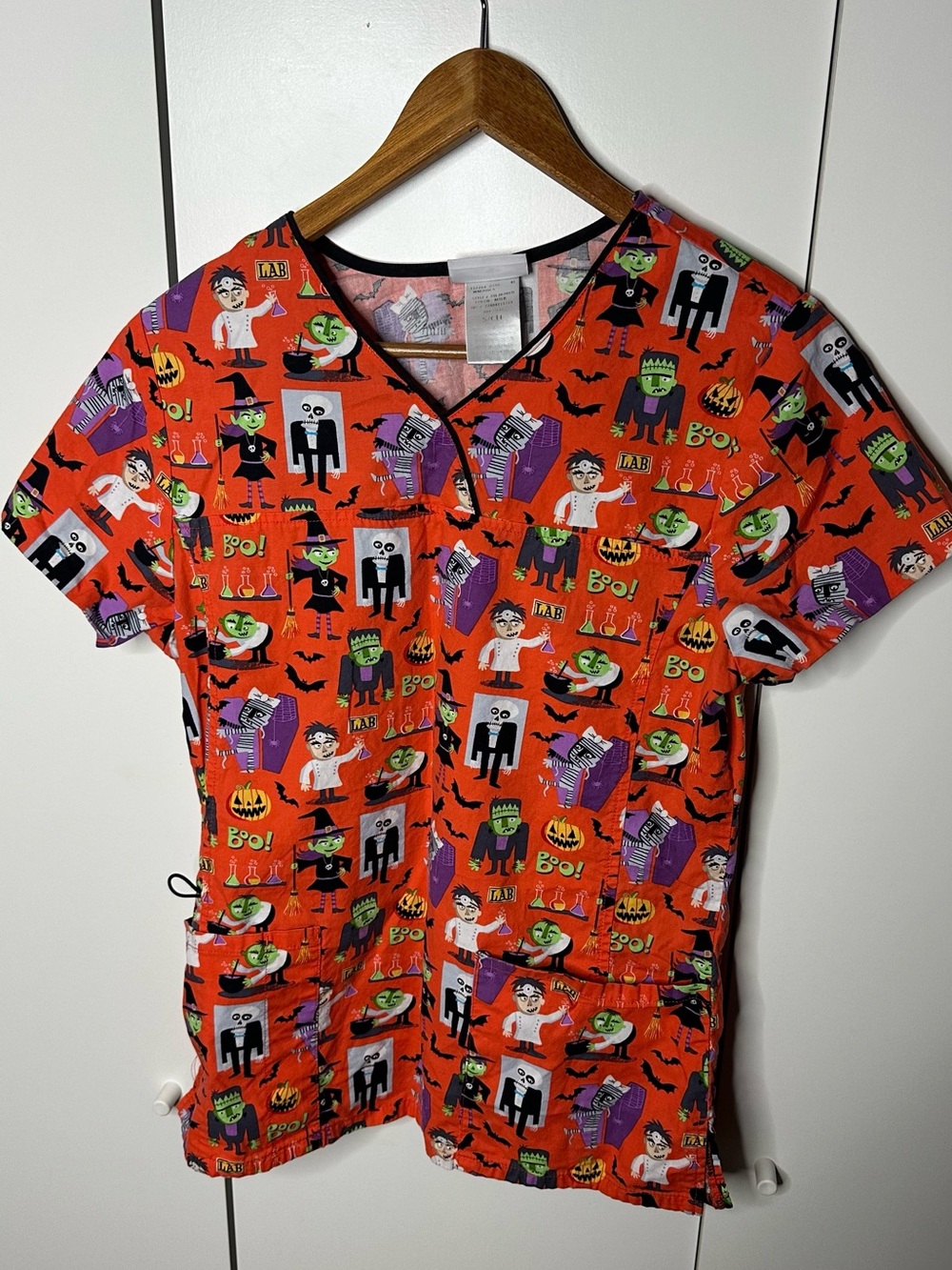 Scrubstar Halloween Scrub Top Monsters Frankenstein Size S